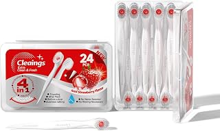 cleaings Travel Toothbrush, Pack of 24, Mini Toothbrush To Go Travel Toothbrush, 4-in-1 Travel Toothbrush, Disposable Toothbrush with Toothpaste (Brushes, Toothpaste, Tongue Cleaner, Toothpick