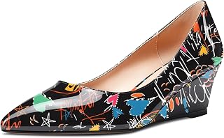 Aachcol Women's Wedge Esparto Mid Heel Pointed Toe Pumps Slip-on Wedding Party Shoes 5 CM
