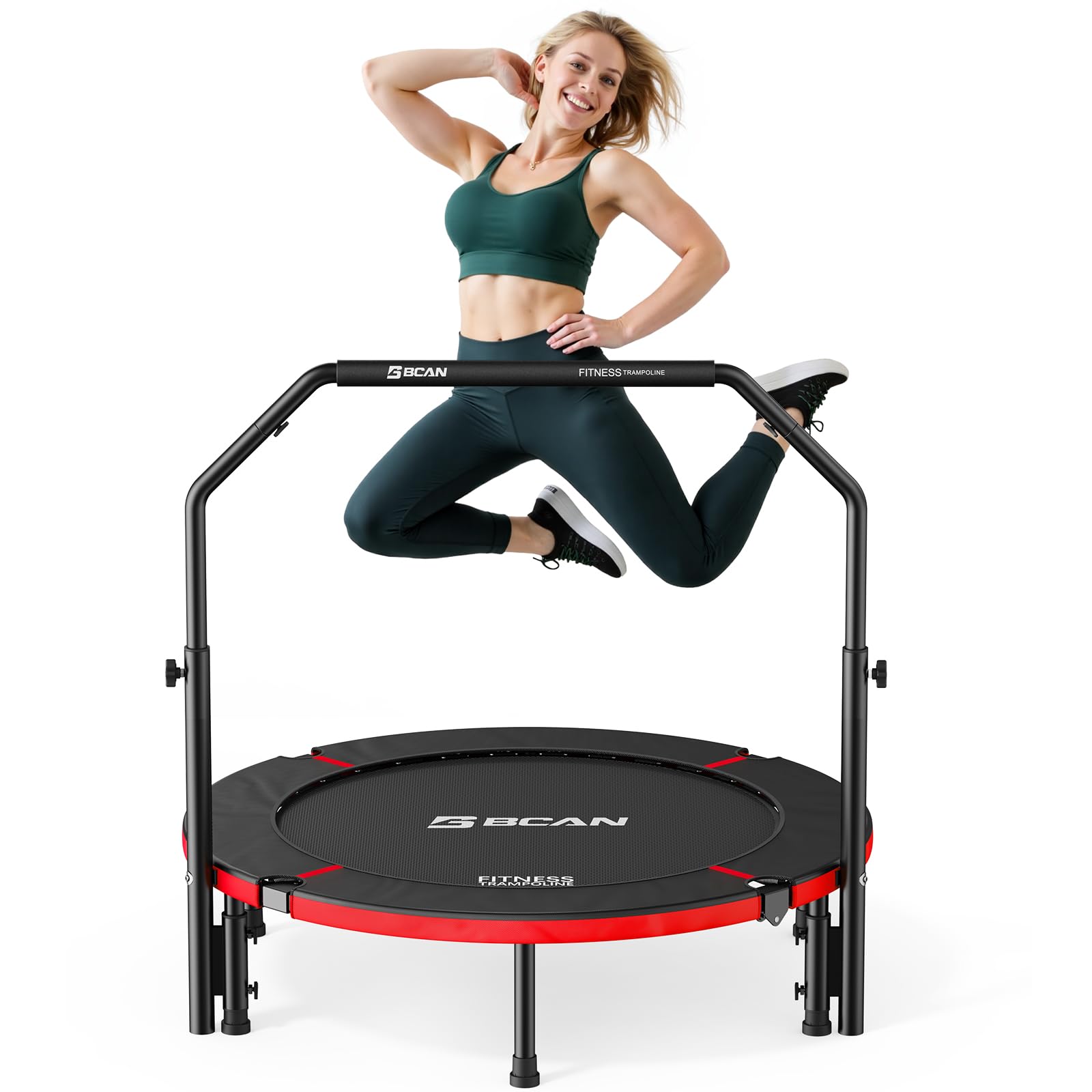 BCAN SP2 40"/48" Foldable Mini Trampoline Max Load 330lbs/440lbs, Fitness Reboun