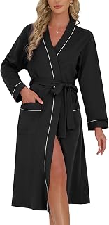 U2SKIIN Womens Organic Cotton Robe, Soft Lightweight Long Kimono Bathrobe