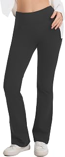 Safort Women's Yoga Pants 74 cm/79 cm/84 cm/84 cm/35 cm Cotton Jazz Pants Women's Bootcut Long Sports Trousers with Pockets Flared Leg S-3XL