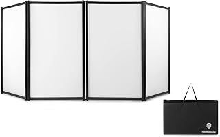 PRORECK DJ Foldable Facade Portable Event Booth Panels 4 Detachable Black Metal Frame Projector Display Scrim Panel with Carry Bag (white) PF-33