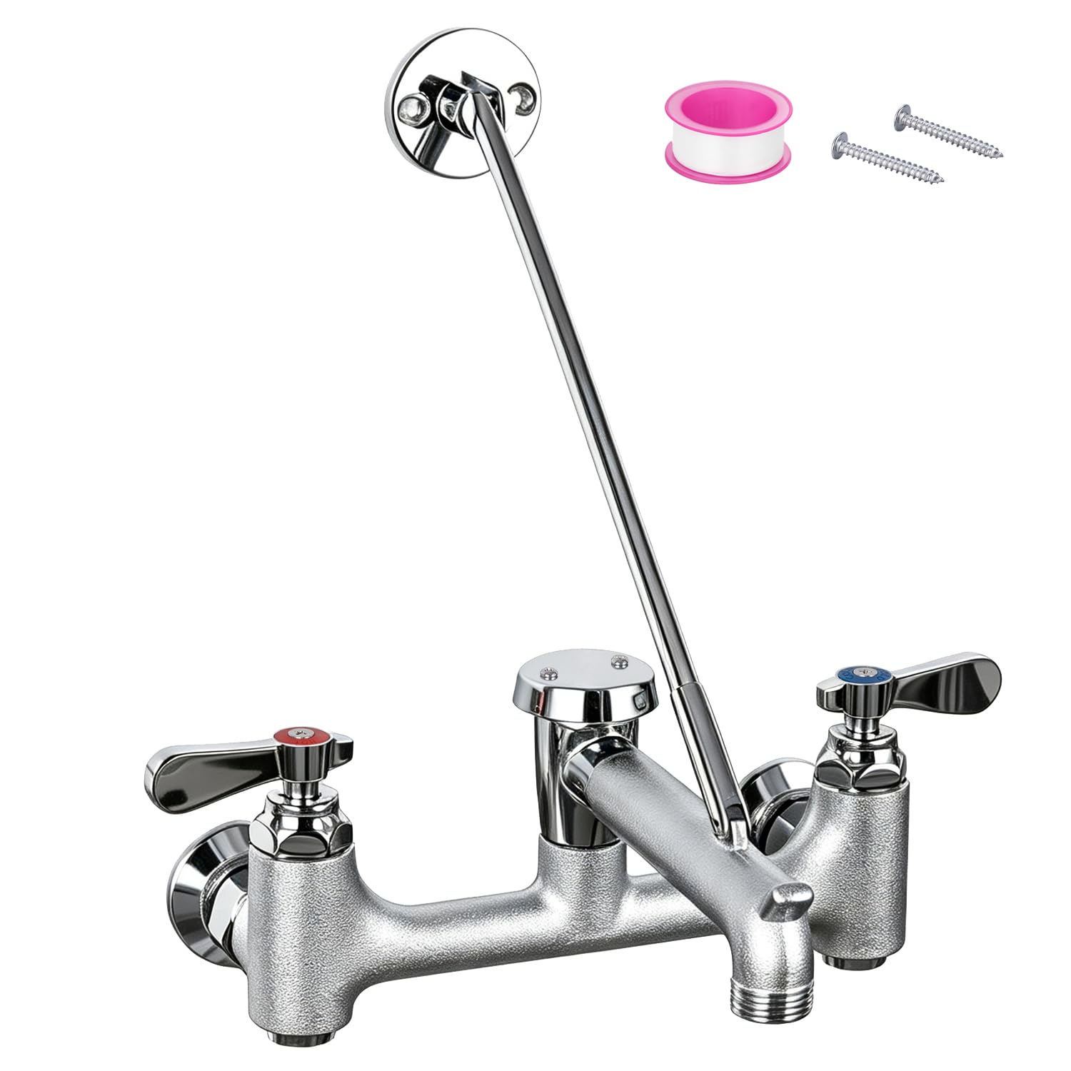 Sepaitek 8 Center Commercial Mop Sink Faucet with Vacuum Breaker Wall Mount | He