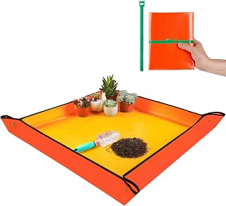 Extra Large Repotting Mat for Indoor Plants Transplanting and Potting Mix Mess Control, 39.5" X 39.5" Portable Gardening Tray Mat