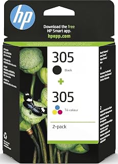 HP 305 Cartucho de Tinta Original Pack Black/Tricolour | Compatible with HP DeskJet 2700, 4100, HP Envy 6020 series, 6030, 6420, 6430, 100 pages (6ZD17AE)