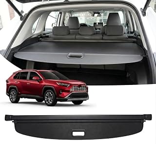 Powerty Cargo Cover for Toyota RAV4 2019-2025 Accessories, Carbon Fiber | Retractable Trunk Cover, Anti-peeping Privacy Screen, Aluminum Rod, Anti-UV Rear Security Shade for 19-25 Toyota RAV4