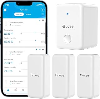 Govee WiFi Hygrometer Thermometer 3Pack with Humidity Meter App Alert | Indoor Outdoor Smart Temperature, 2.4Ghz WiFi Gateway, Room Humidity Sensor, 2-Year Free Data Storage, for Baby, Greenhouse