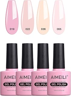 Aimeili UV and LED Gel Polish, Multicoloured, Removable Gel Nail Polish, Pastel Gel Nail Polish Set – 4 x 10 ml – Kit Nummer 17