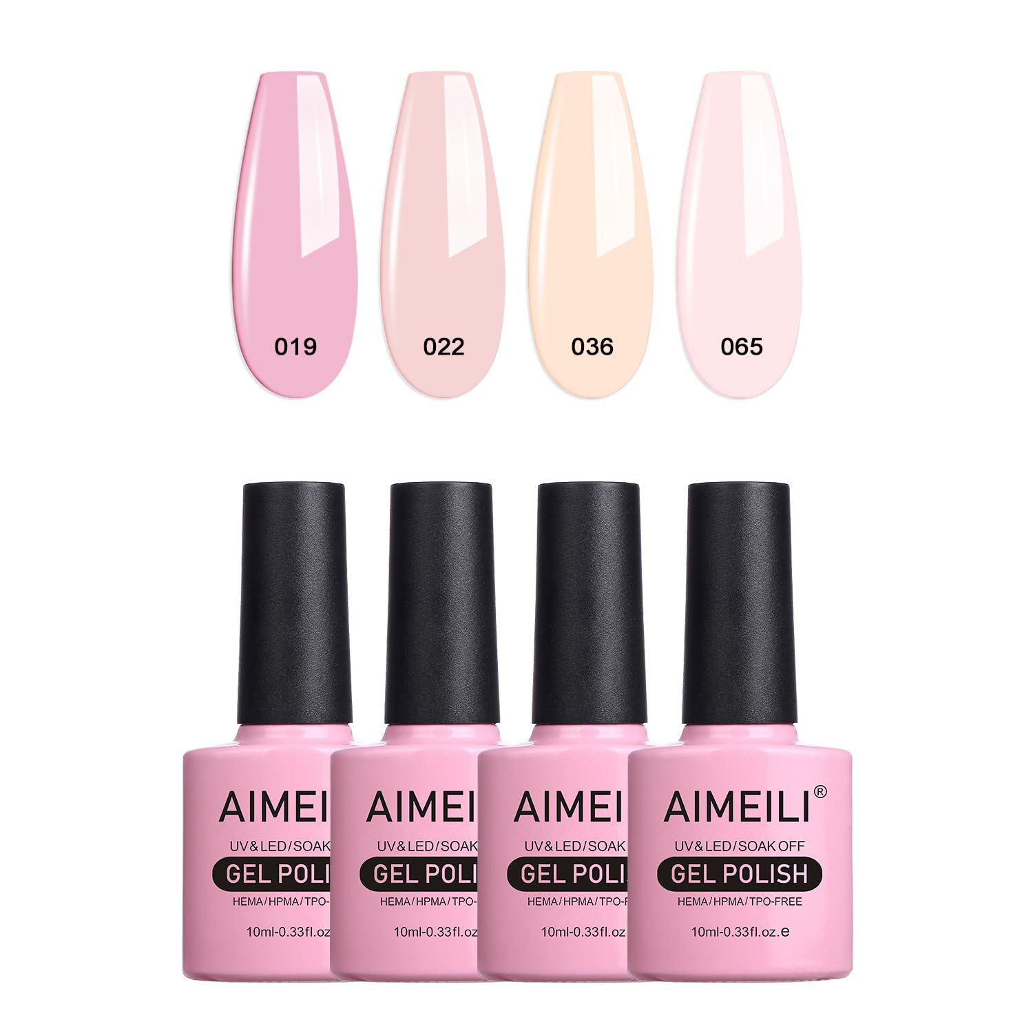 Aimeili UV and LED Gel Polish, Multicoloured, Removable Gel Nail Polish, Pastel 