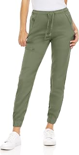 MediChic Jogger Scrub Pants for Women, Soft 4-Way Stretch Women's Medical Scrub Pants, 5-Pockets with Elastic Waistband