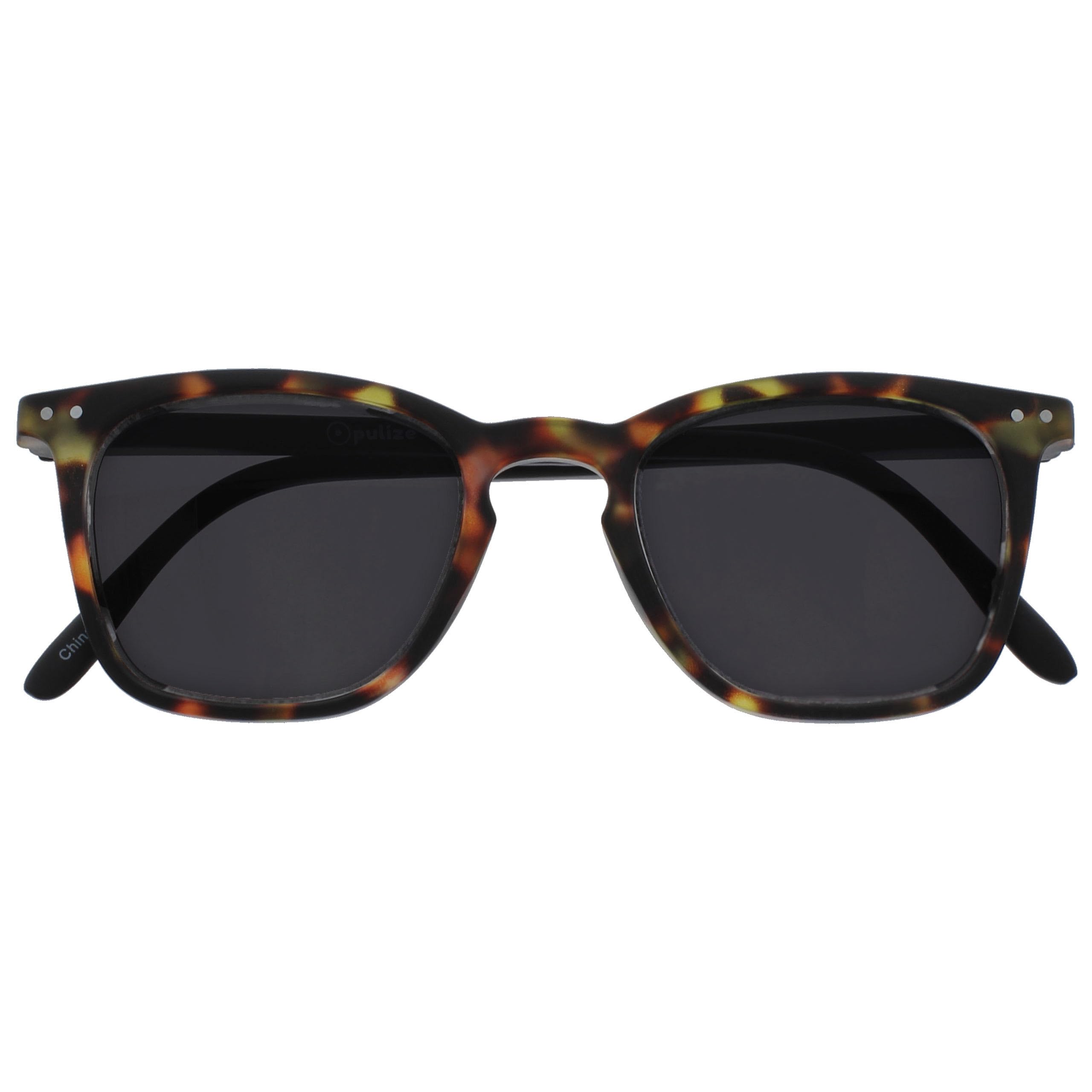 OPULIZE Bex Large Mens Designer Style Matt Brown Tortoiseshell Black Arms Sun Re