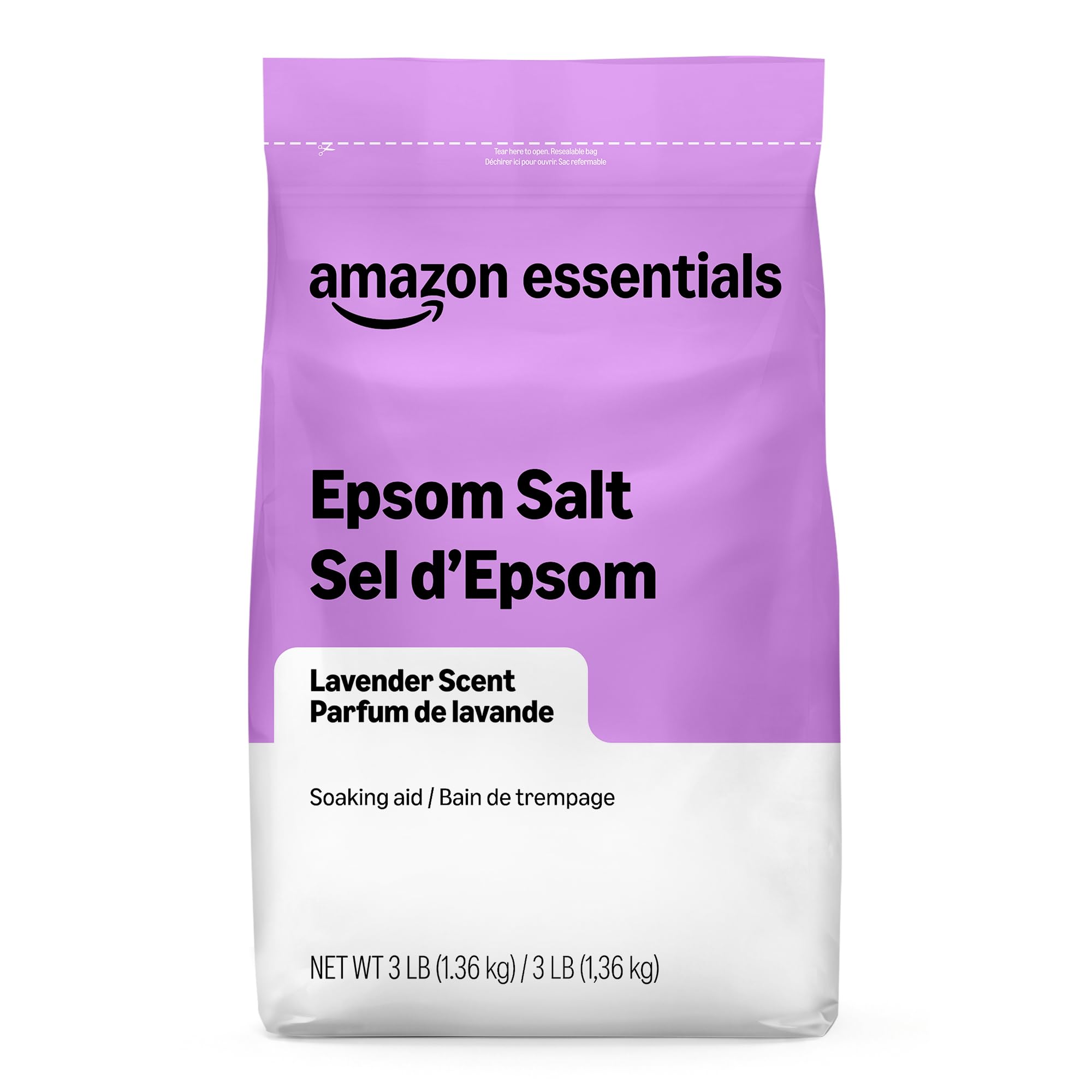 Amazon Essentials Epsom Salt Soaking Aid, Lavender Scented, 3 Pound, 1-Pack (Pre