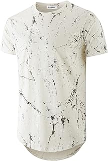 KLIEGOU Men's Longline Printed T-Shirt, Stretch Cotton