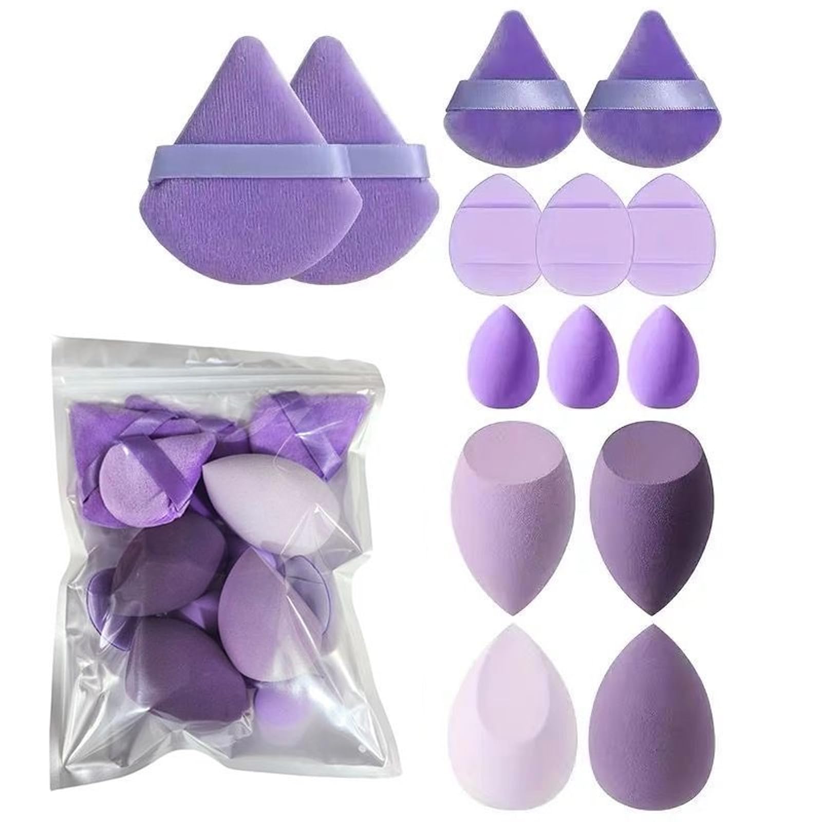 14 Pcs Purple Makeup Sponge Puffs with Mini Air Cushions