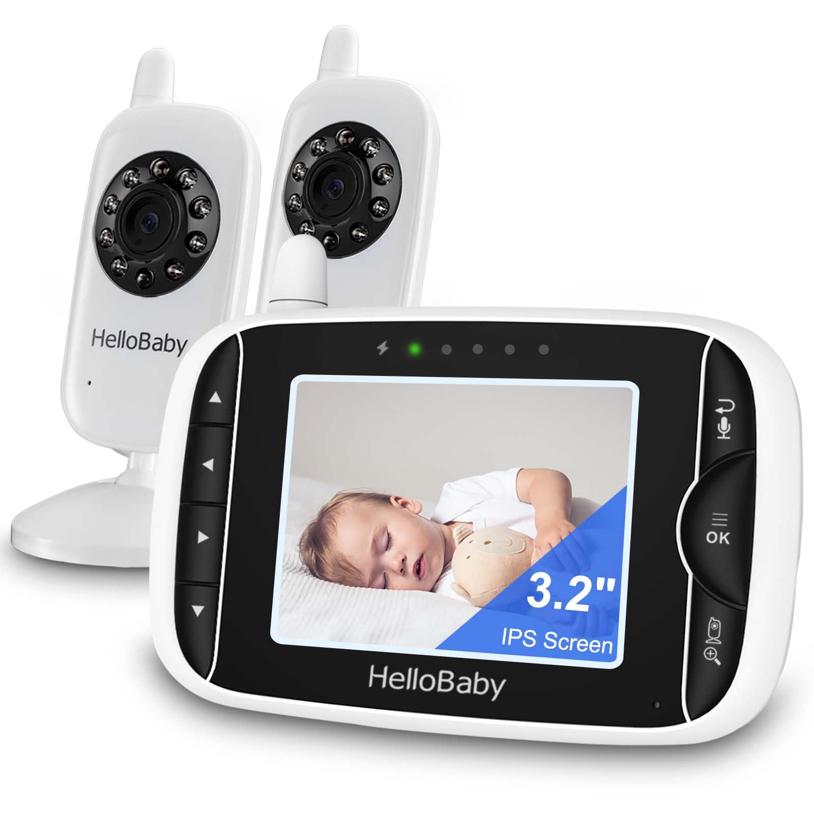 HelloBaby Baby Monitor with 2 Cameras, Baby Monitor No WiFi, Baby Monitor with C