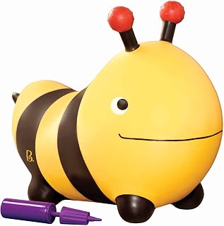 B. toys Bee Bouncer Ride-On Toy, Bouncy Boing! Bizzi with Air Pump, Riding | Inflatable bumblebee hopping toy with easy-grip antennae, 4 sturdy feet for balance, indoor active play, Activity, 18+ Months