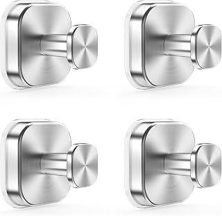 Cosicosy Suction Cup Hooks, Stainless Steel Towel Hooks, 4 Pack, Silver