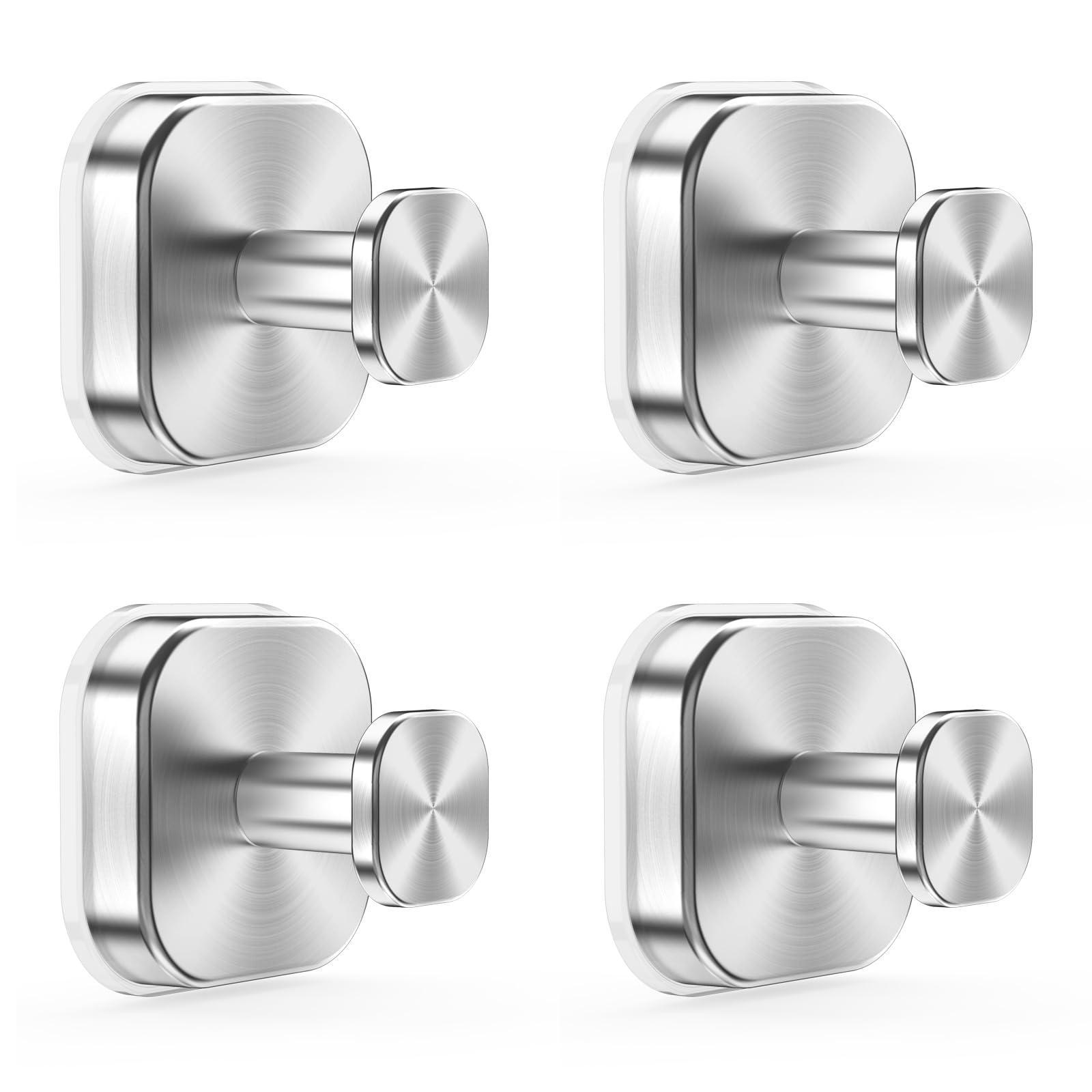 Cosicosy Suction Cup Hooks, Stainless Steel Towel Hooks, 4 Pack, Silver