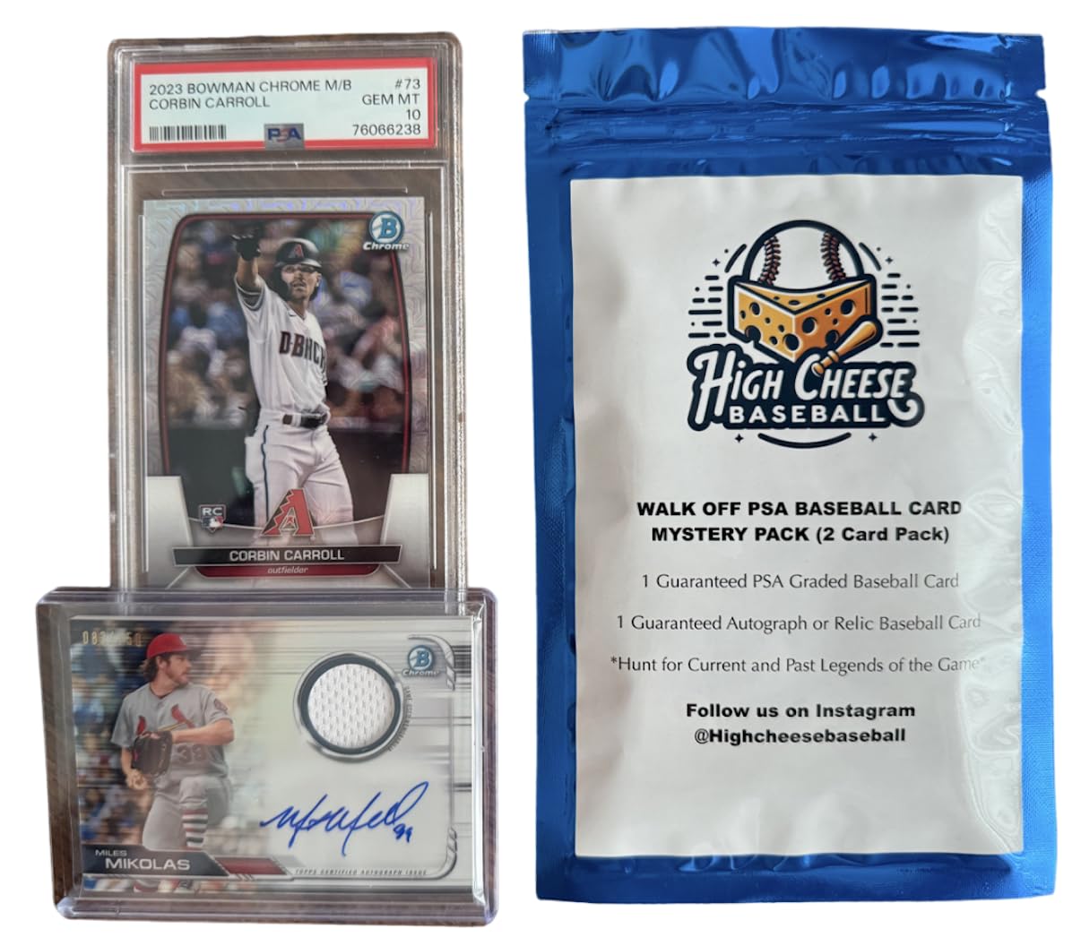 High Cheese Baseball Walk Off Mystery Pack - 2 Cards, 1 PSA Graded & 1 Autograph