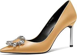 Castamere Women's High Heel Pointed Toe Stiletto High Heel Pumps Slip-on Diamond Crystal Wedding Party 8.5 cm Heels