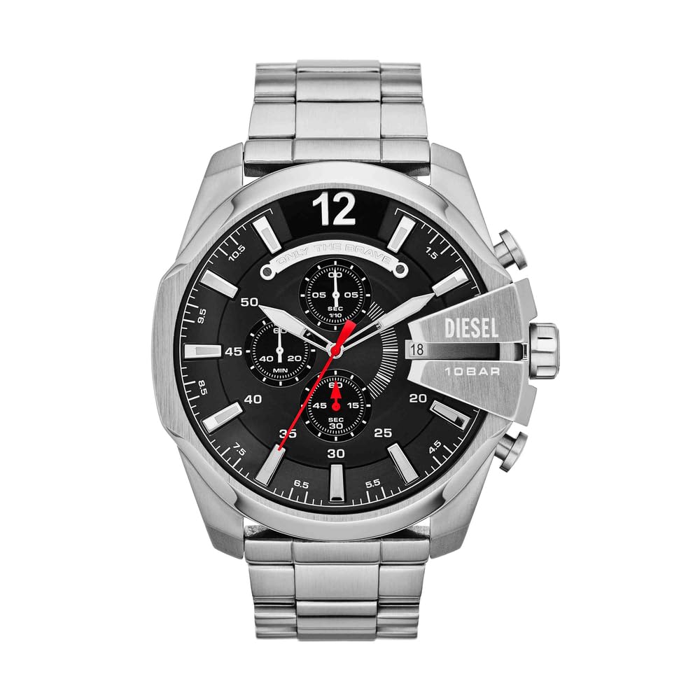 Diesel Mega Chief Men's Quartz Chronograph Watch, 59 mm Silver Stainless Steel C