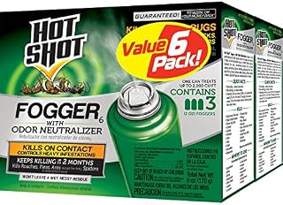 Hot Shot Fogger with Odor Neutralizer 6 Count-2 Ounce Cans (2 Pack), Controls Heavy Insect Infestations