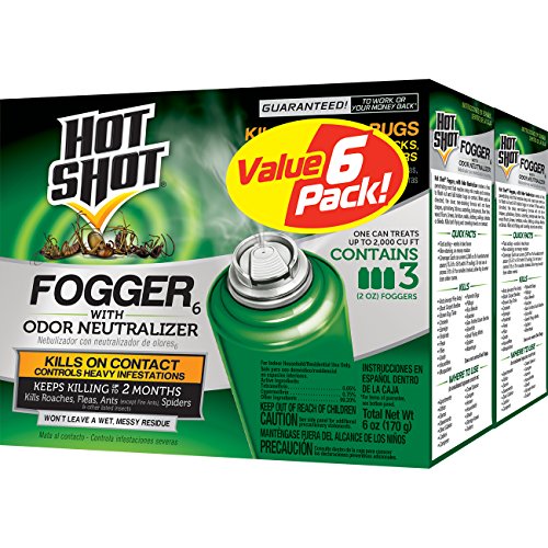 Hot Shot Fogger with Odor Neutralizer 6 Count-2 Ounce Cans (2 Pack), Controls He