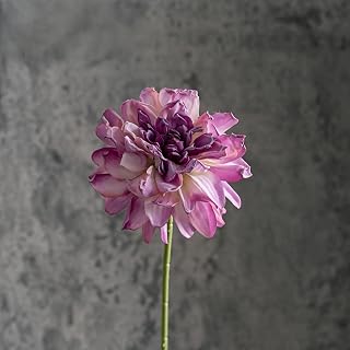 5 Pcs Artificial Silk Dahlia Rose Combined Flowers with Stems for DIY Bridal Bouquets, Baby Shower, Floral Arrangements, Centerpieces, Home Decor, Dark Purple