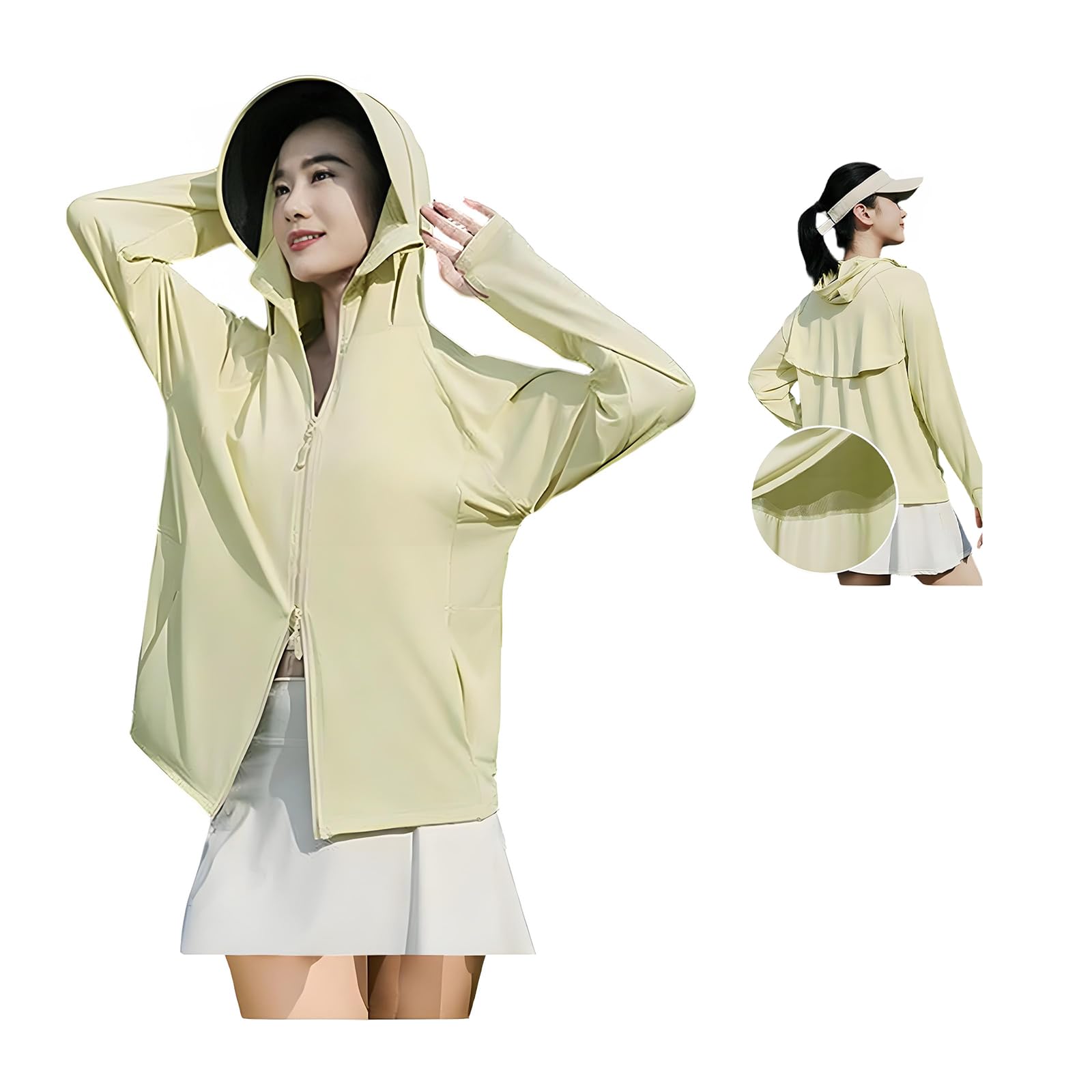 Women's Rash Guard, UPF 50+, 99.9% UV Protection, Cooling, Plain Hoodie, Long Sl