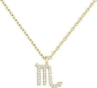 PAVOI CZ Astrology Zodiac Pendant Necklace for Women, Yellow Gold, Scorpio