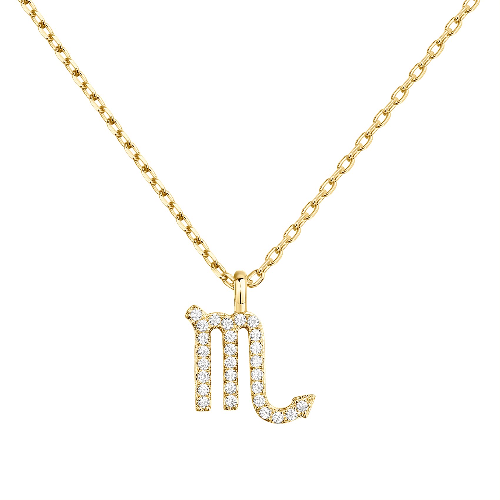 PAVOI CZ Astrology Zodiac Pendant Necklace for Women, Yellow Gold, Scorpio