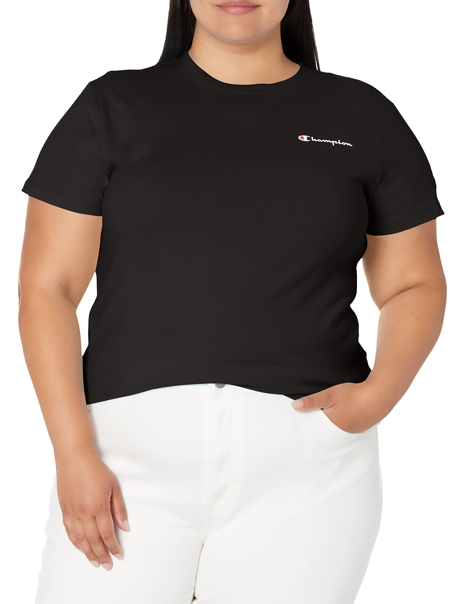 Champion Women’s Classic Short Sleeve Graphic T-Shirt, Standard Fit, Script Logo