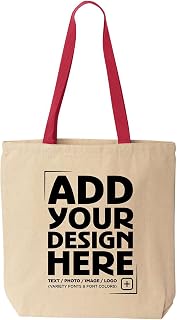 shop4ever Personalized Design Your Own Cotton Canvas Tote Bag - Natural