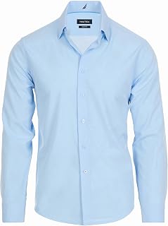 Nautica Slim Fit Mens Dress Shirts Long Sleeve Performance Polyester Fabric Wrinkle Free 4-Way Stretch
