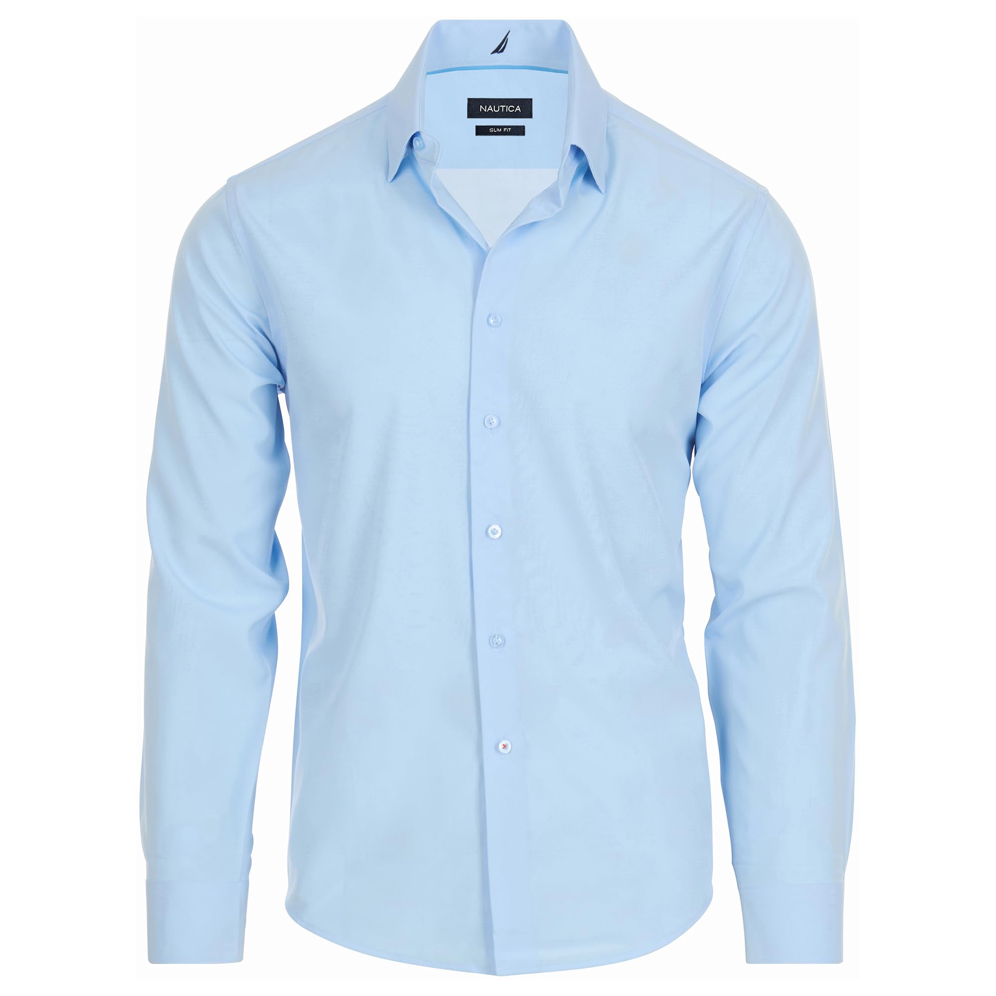 Nautica Slim Fit Mens Dress Shirts Long Sleeve Performance Polyester Fabric Wrin