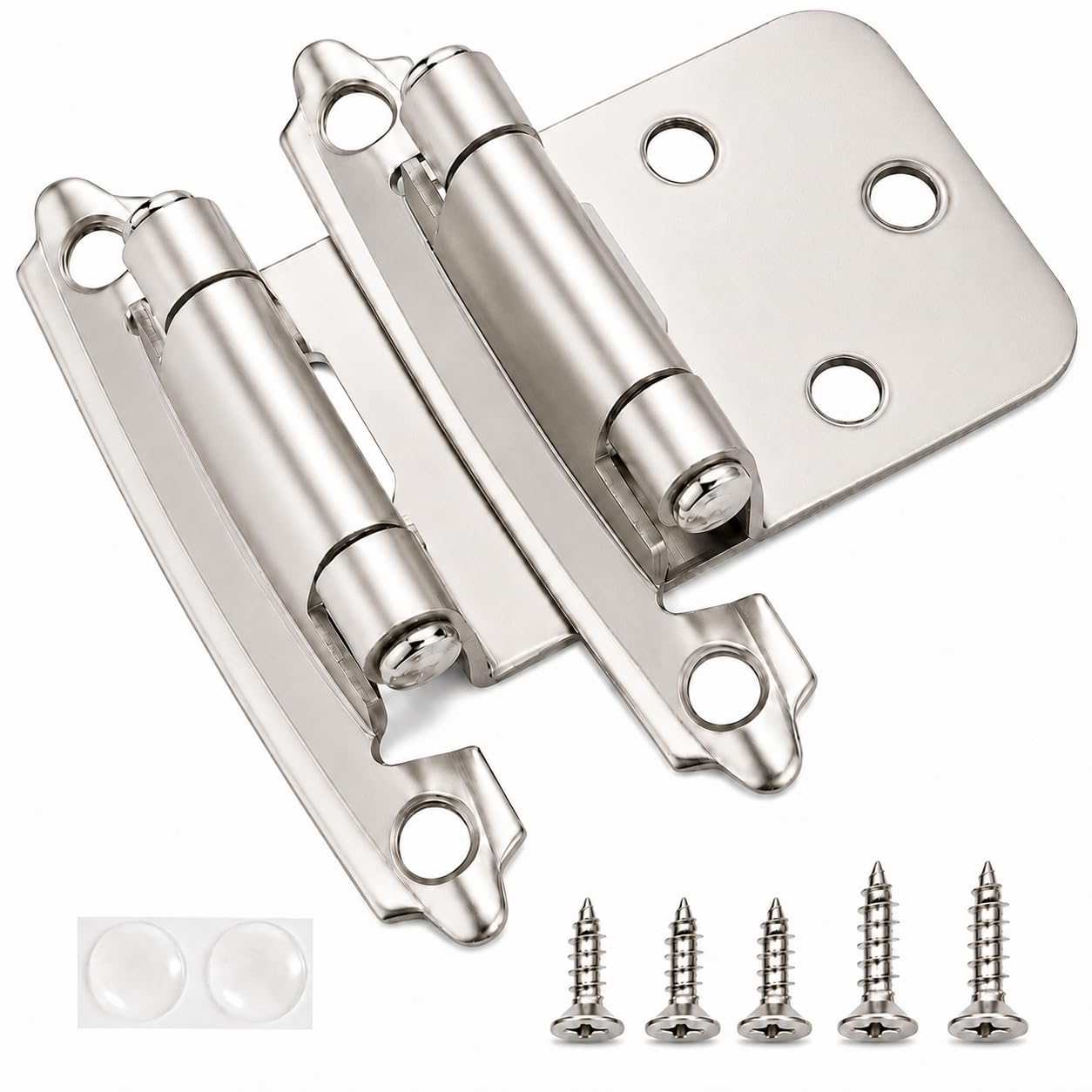 DecoBasics Cabinet Hinges Brushed Nickel for Kitchen Cabinets Doors (25 Pair -50
