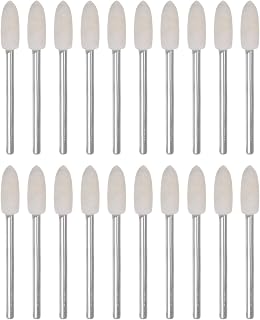 Generic 20 Pcs 5mm Wool Felt Mounted Mandrel Bits 1/10" Shank Tapered Polishing Drill Bits Felt Polishing Wheel for Rotary Tool