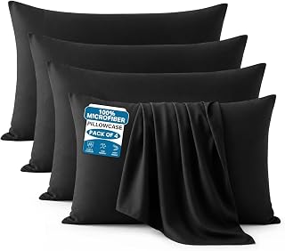 Moonlight Bedding Black Pillow Cases 4 Pack (50 x 75cm) Microfibre