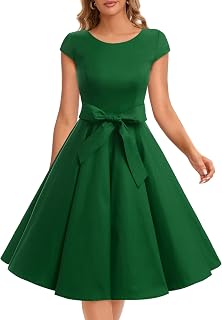 Dressystar Vintage Solid Color Polka Dot 1950s Cap Sleeves Prom Dresses