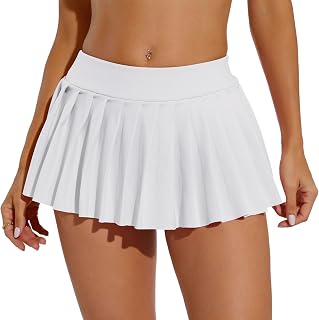 Eisnnu Women's Sexy Pleated Skirt for Women, Stretch Ultra Short Solid Color Skirt for Cosplay, Cheerleader, Club, Party