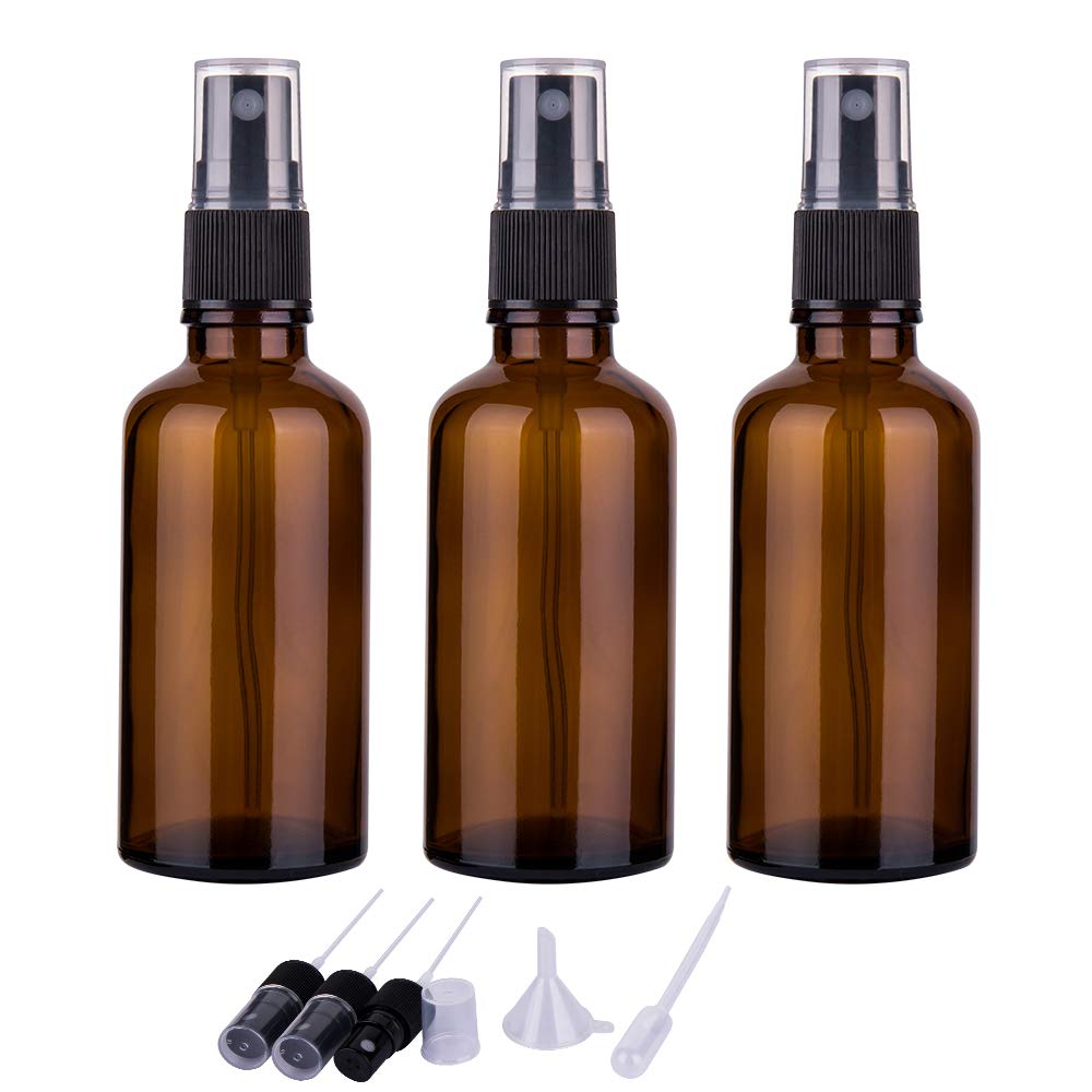 hmaimas 2oz Amber Glass Spray Bottles for Essential Oils, Set of 3 | Small, Trav