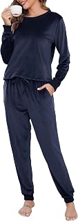 Wikoan Women's Fleece Pyjamas Long Pyjamas Sets for Women Jumpsuit Winter Warm and Soft Sleepwear S-XXL
