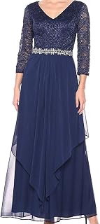 Alex Evenings Womens Long Lace Top Empire Waist Dress