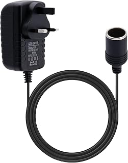 240V to 12V Adapter, Car Plug Adapter to UK Plug Socket, Car Power Inverter | 240V 2A AC Mains to 12V DC Cigarette Lighter Socket, 12V Plug Adapter for Refrigerator Dash Cam GPS (Maximum Power 24W)