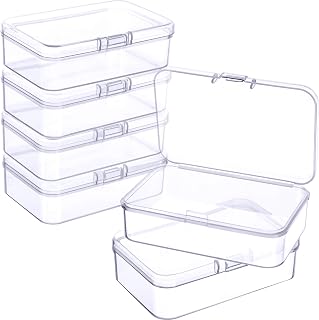Jetec 6 Pieces Small Clear Plastic Storage Box, 3.3 x 2.1 x 1 Inch | Storage Box with Visible Sorting, Small Plastic Containers for Beads Jewelry Crafts, Hinged Lids, Portable Containers