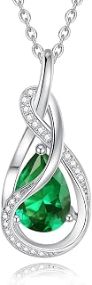 FANCIME TimelessTie Birthstone Necklace Ribbon Design Pendant For Women