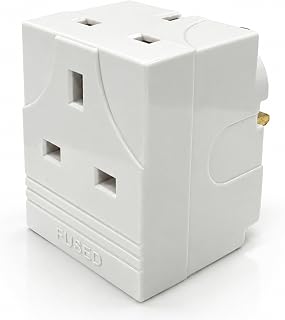 STATUS 3 Way Multi Plug Adaptor, White | 3 socket outlet with 13 amp fuse plug in white 3WABULK8