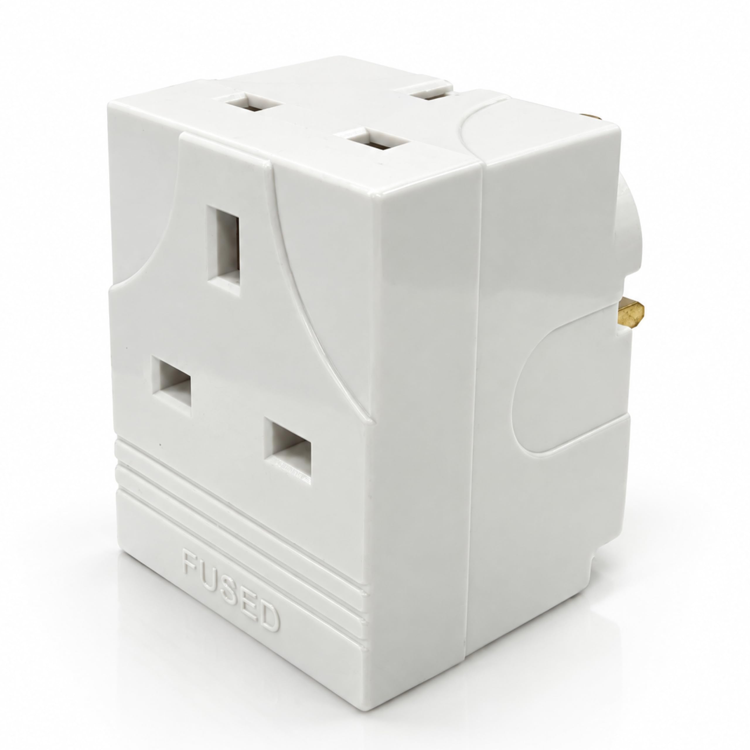 STATUS 3 Way Multi Plug Adaptor, White | 3 socket outlet with 13 amp fuse plug i