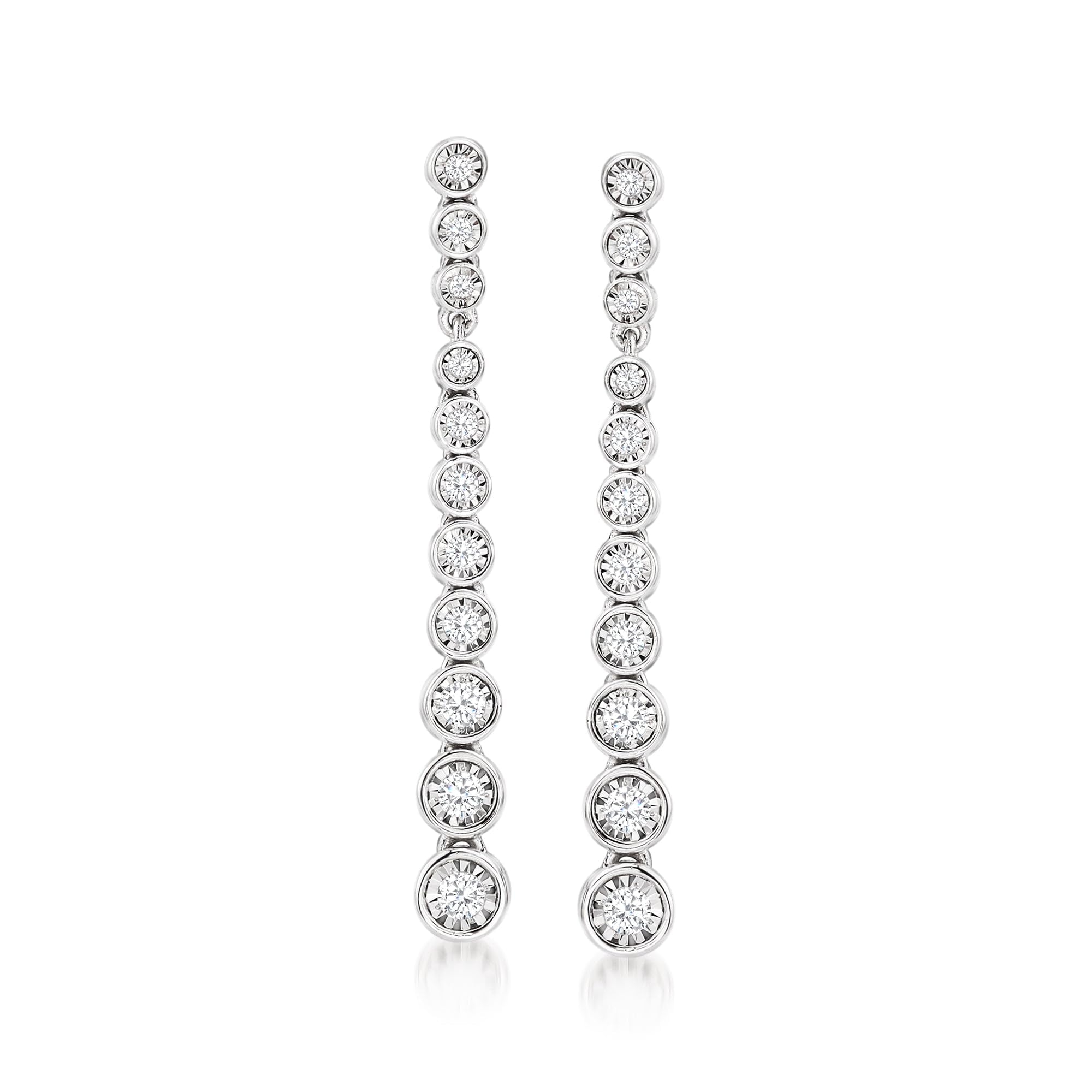 Ross-Simons 0.50 ct. t.w. Bezel-Set Diamond Drop Earrings in Sterling Silver