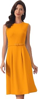 Allegra K Women Work A-Line Sleeveless High Waist Business Office Dress